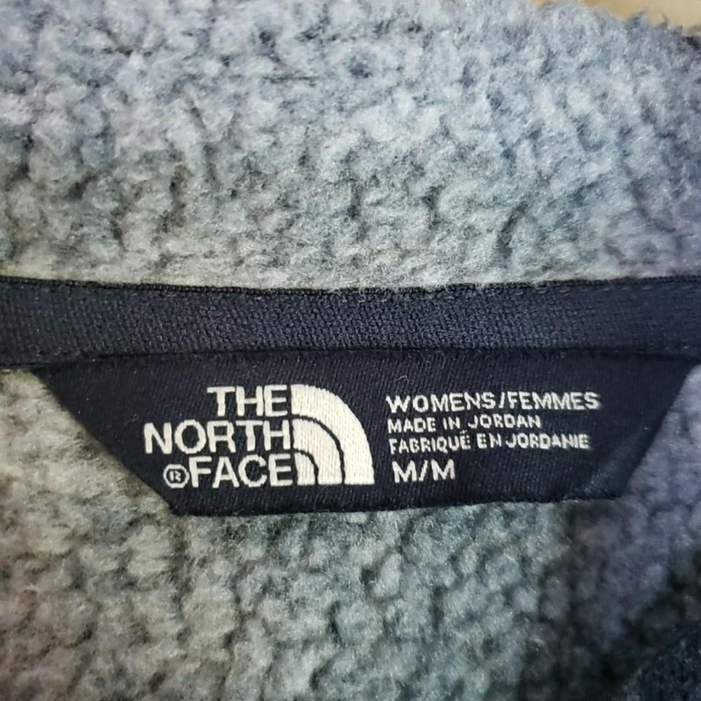 The North Face Jacket Womens Medium Blue Plaid Fleece Hooded Toggle Pockets - Picture 5 of 8